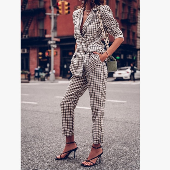 EXPRESS X Negin Mirsalehi mixed plaid trousers - Picture 11 of 12